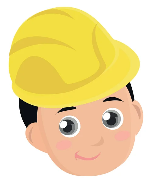 Hombre Con Casco Amarillo Ilustración Vector Sobre Fondo Blanco — Archivo Imágenes Vectoriales