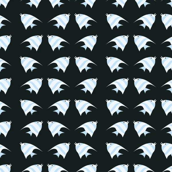 Modré Ryby Vzor Ilustrace Vektor Bílém Pozadí — Stockový vektor