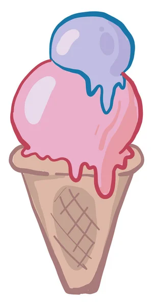 蓝色和粉色冰淇淋 白色背景上的矢量 — 图库矢量图片