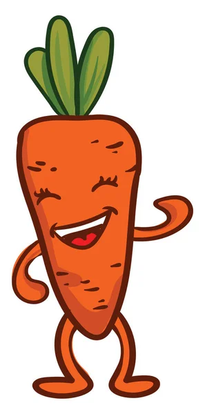 Happy Orange Carrot Illustration Vector White Background — Stock Vector