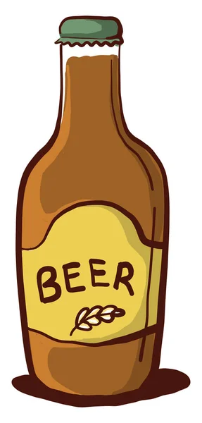 Cerveza Botella Ilustración Vector Sobre Fondo Blanco — Vector de stock