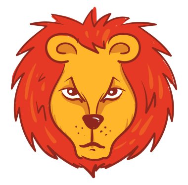 Kızgın aslan başı, illüstrasyon, beyaz arkaplanda vektör