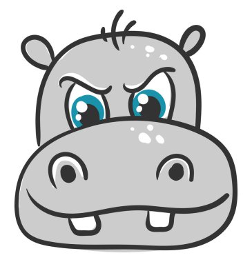 Kızgın su aygırı, illüstrasyon, beyaz arkaplanda vektör