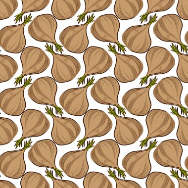 Beyaz zemin üzerinde soğan duvar kağıdı, illüstrasyon, vektör.