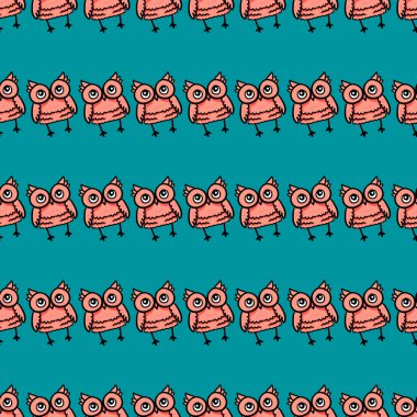 Baykuşlar duvar kağıdı, illüstrasyon, beyaz arkaplan üzerindeki vektör.