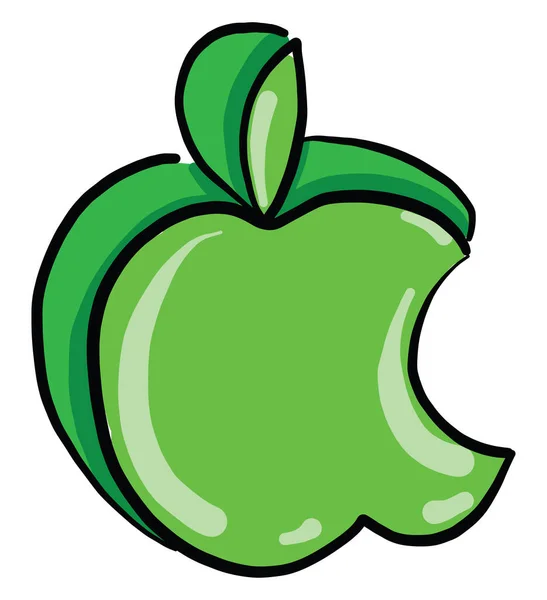 Green Apple Bitten Illustration Vector White Background — Stock Vector