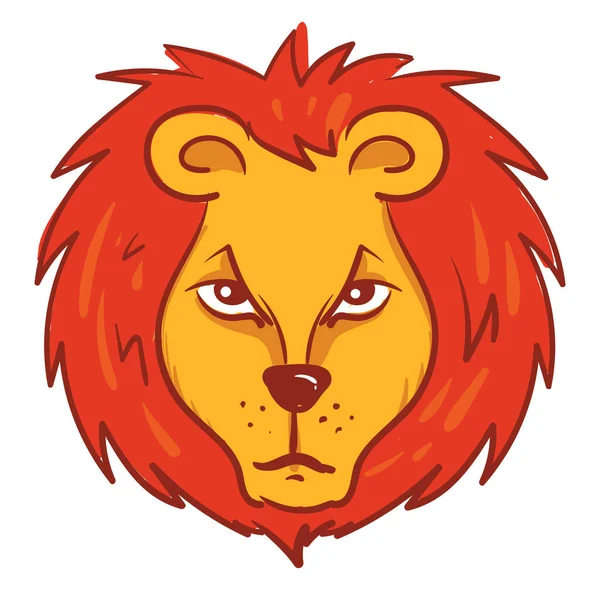 Kepala Singa Marah Ilustrasi Vektor Pada Latar Belakang Putih - Stok Vektor
