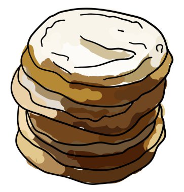 Akçaağaç krem peynirli yumuşak balkabağı kurabiyeleri, resimleme, beyaz arka planda vektör