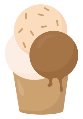 Beyaz arka planda üç top dondurma, illüstrasyon, vektör