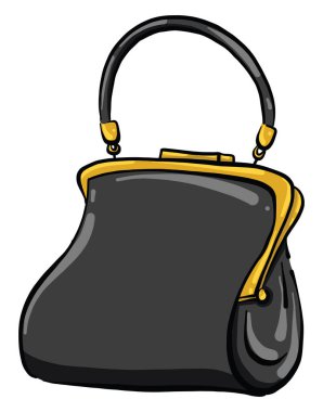 Siyah kadın çantası, illüstrasyon, beyaz arka planda vektör