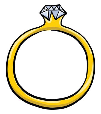Elmas, illüstrasyon, beyaz arkaplanda vektör içeren altın yüzük