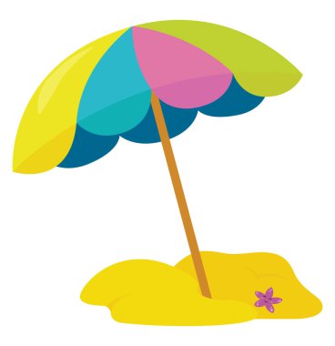 Umbrella on beach , illustration, vector on white background clipart
