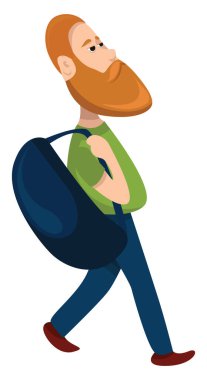 Büyük sakallı, resimli, beyaz arka planda vektör.