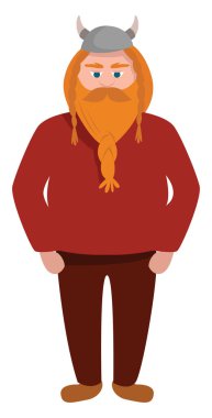 Beyaz zemin üzerinde büyük Viking, illüstrasyon, vektör