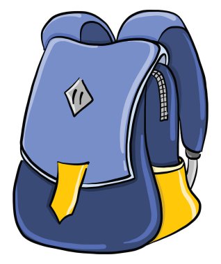 Mavi sırt çantası, illüstrasyon, beyaz arkaplanda vektör