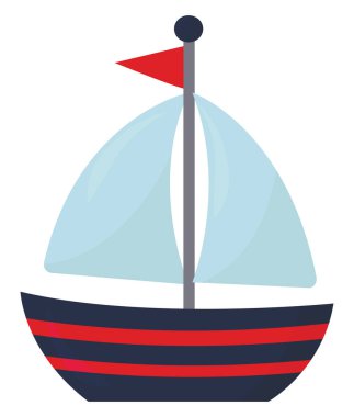 Sudaki küçük tekne, resimleme, beyaz arkaplanda vektör