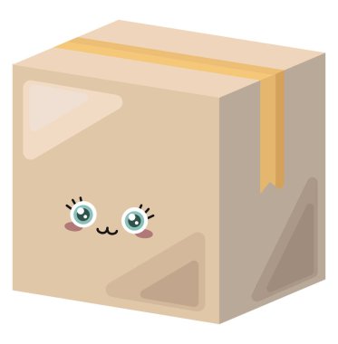 Şirin büyük kutu, illüstrasyon, beyaz arkaplanda vektör