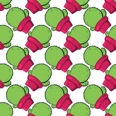 Yağlı kaktüs deseni, illüstrasyon, beyaz arkaplan üzerindeki vektör