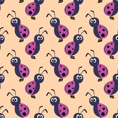 Uğur böcekleri deseni, illüstrasyon, beyaz arkaplan üzerindeki vektör