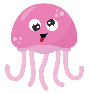 Pembe denizanası, illüstrasyon, beyaz arkaplanda vektör