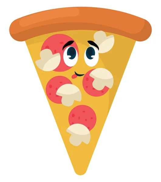 Fetta Pizza Con Funghi Illustrazione Vettore Sfondo Bianco — Vettoriale Stock