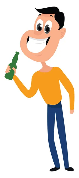 Man Bottle Beer Illustration Vector White Background — Stock Vector