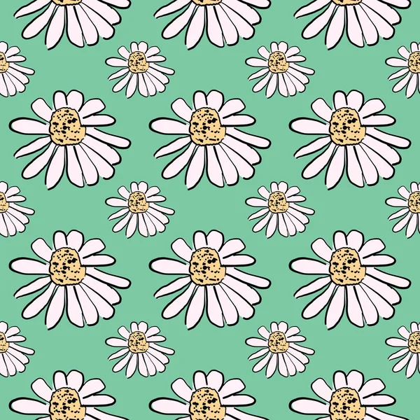 Daisies Pattern Illustration Vector White Background — Stock Vector