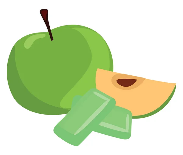 Goma Manzana Verde Ilustración Vector Sobre Fondo Blanco — Vector de stock