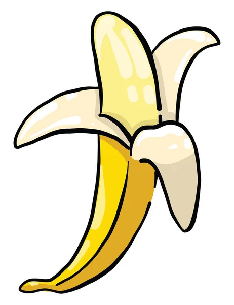 Plátano Pelado Ilustración Vector Sobre Fondo Blanco — Vector de stock