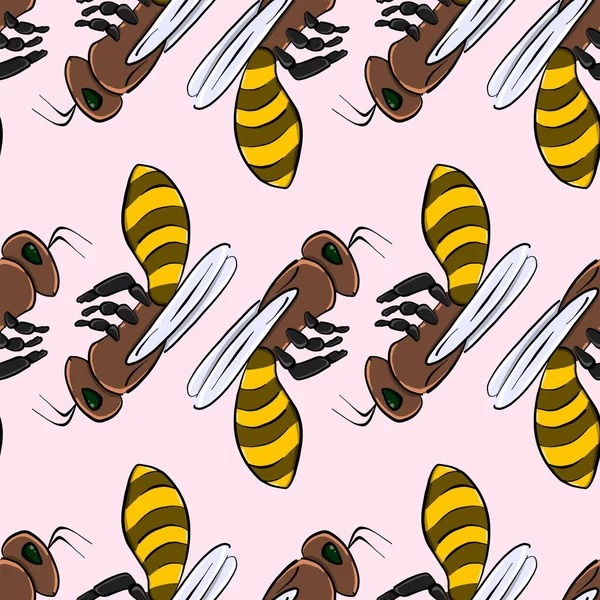 蜂のパターン イラスト 白い背景のベクトル — ストックベクタ
