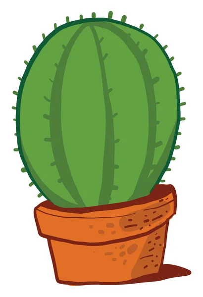 Stor Kaktus Orange Kruka Illustration Vektor Vit Bakgrund — Stock vektor