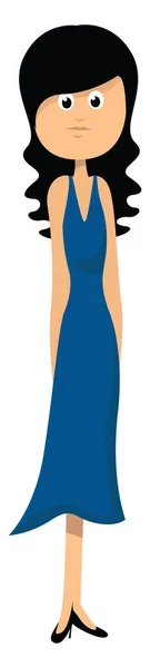 Chica Vestido Azul Ilustración Vector Sobre Fondo Blanco — Archivo Imágenes Vectoriales