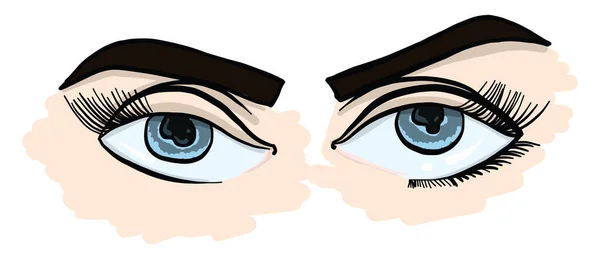 Chica Con Ojos Azules Ilustración Vector Sobre Fondo Blanco — Vector de stock