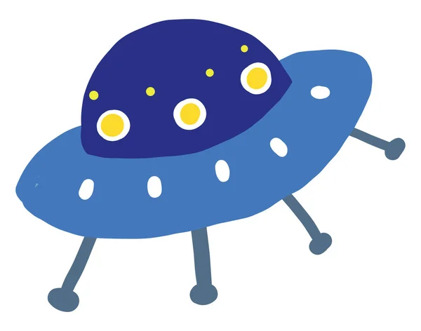 Blauwe Ufo Illustratie Vector Witte Achtergrond — Stockvector