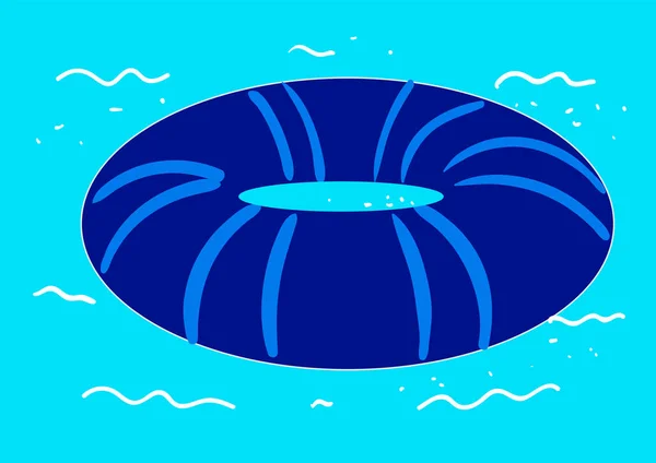 Blauer Schwimmring Illustration Vektor Auf Weißem Hintergrund — Stockvektor