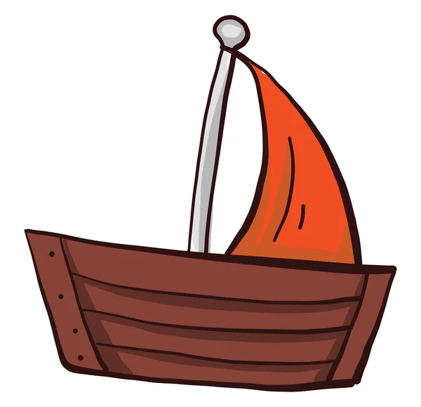 Лодка Оранжевым Парусом Иллюстрация Вектор Белом Фоне — стоковый вектор