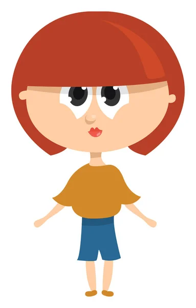 Fille Avec Une Coupe Cheveux Bob Illustration Vecteur Sur Fond — Image vectorielle