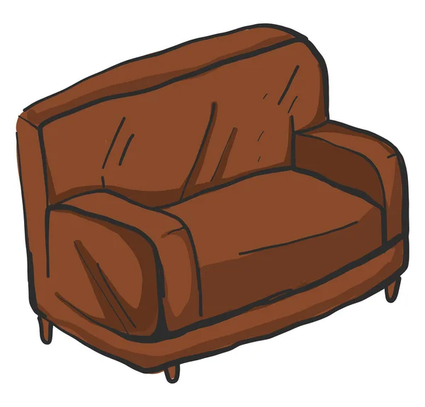 Brown Couch Illustration Vector White Background — Stock Vector