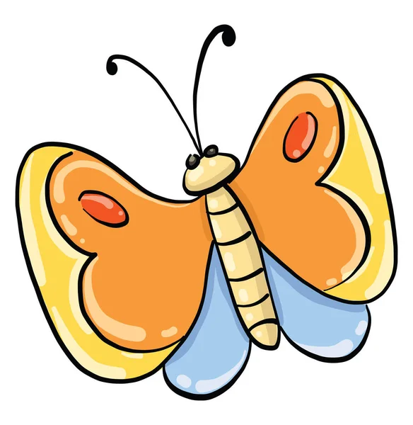 Yellow Butterfly Illustration Vector White Background — Stock Vector