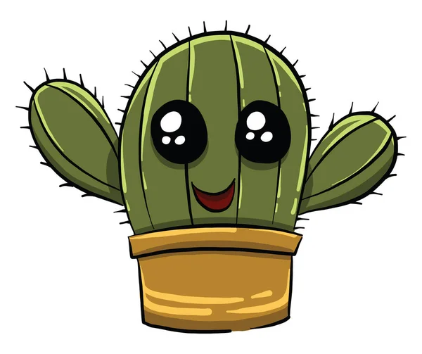 Lindo Cactus Feliz Ilustración Vector Sobre Fondo Blanco — Archivo Imágenes Vectoriales