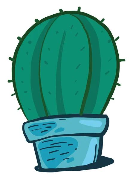 Kaktus Blå Kruka Illustration Vektor Vit Bakgrund — Stock vektor