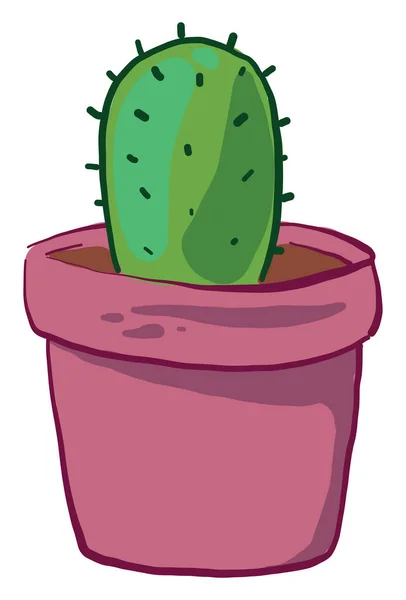 Cactus Maceta Rosa Ilustración Vector Sobre Fondo Blanco — Vector de stock