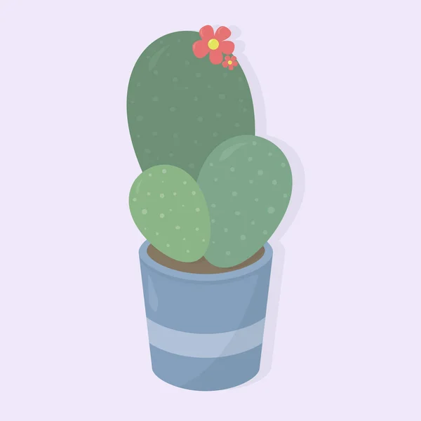 Cactus Blauwe Pot Illustratie Vector Witte Achtergrond — Stockvector