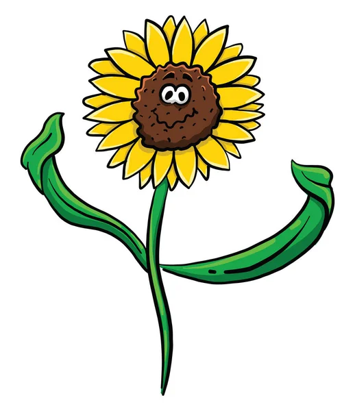 Funny Sunflower Illustration Vector White Background — Stock Vector