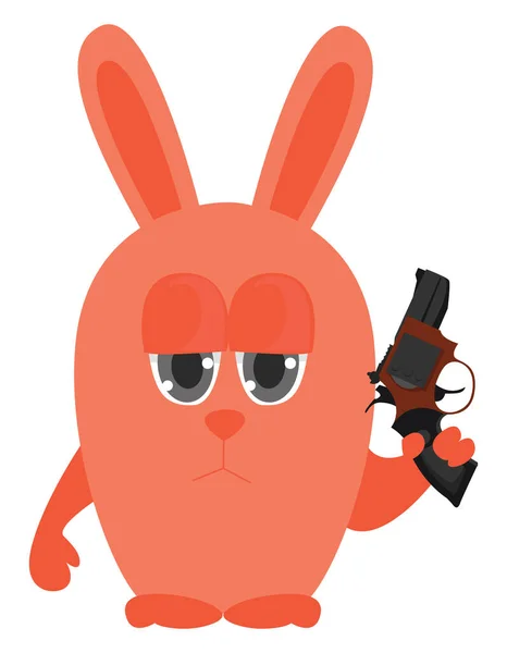 Bunny Met Pistool Illustratie Vector Witte Achtergrond — Stockvector