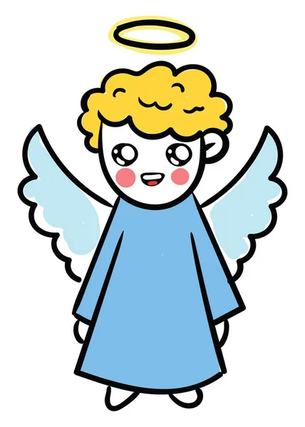 Cute Angel Flying Illustration Vector White Background — Stock Vector