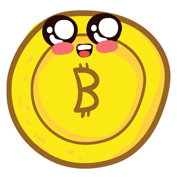 Lindo Bitcoin Ilustración Vector Sobre Fondo Blanco — Vector de stock