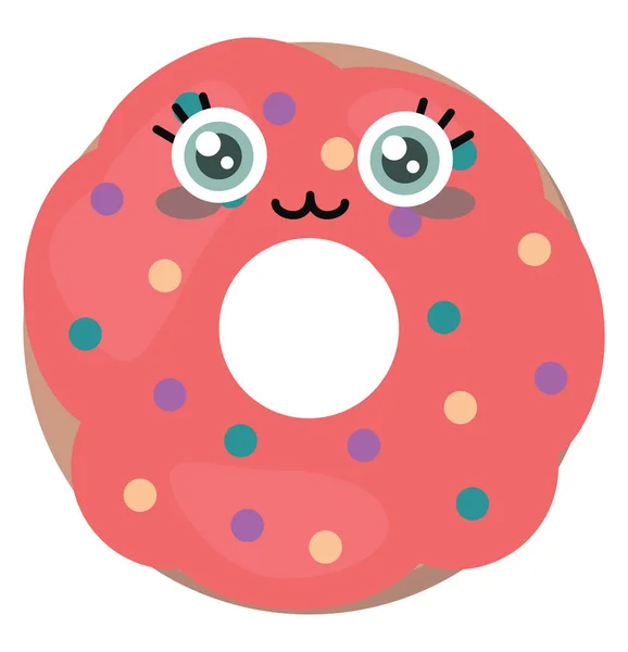 Bonito Donut Ilustración Vector Sobre Fondo Blanco — Archivo Imágenes Vectoriales