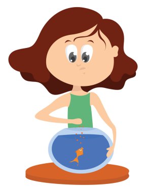 Kız beslenme balığı, illüstrasyon, beyaz arkaplan vektörü