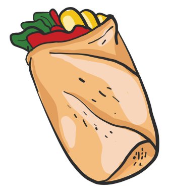 Yağlı taco, resimleme, beyaz arkaplanda vektör